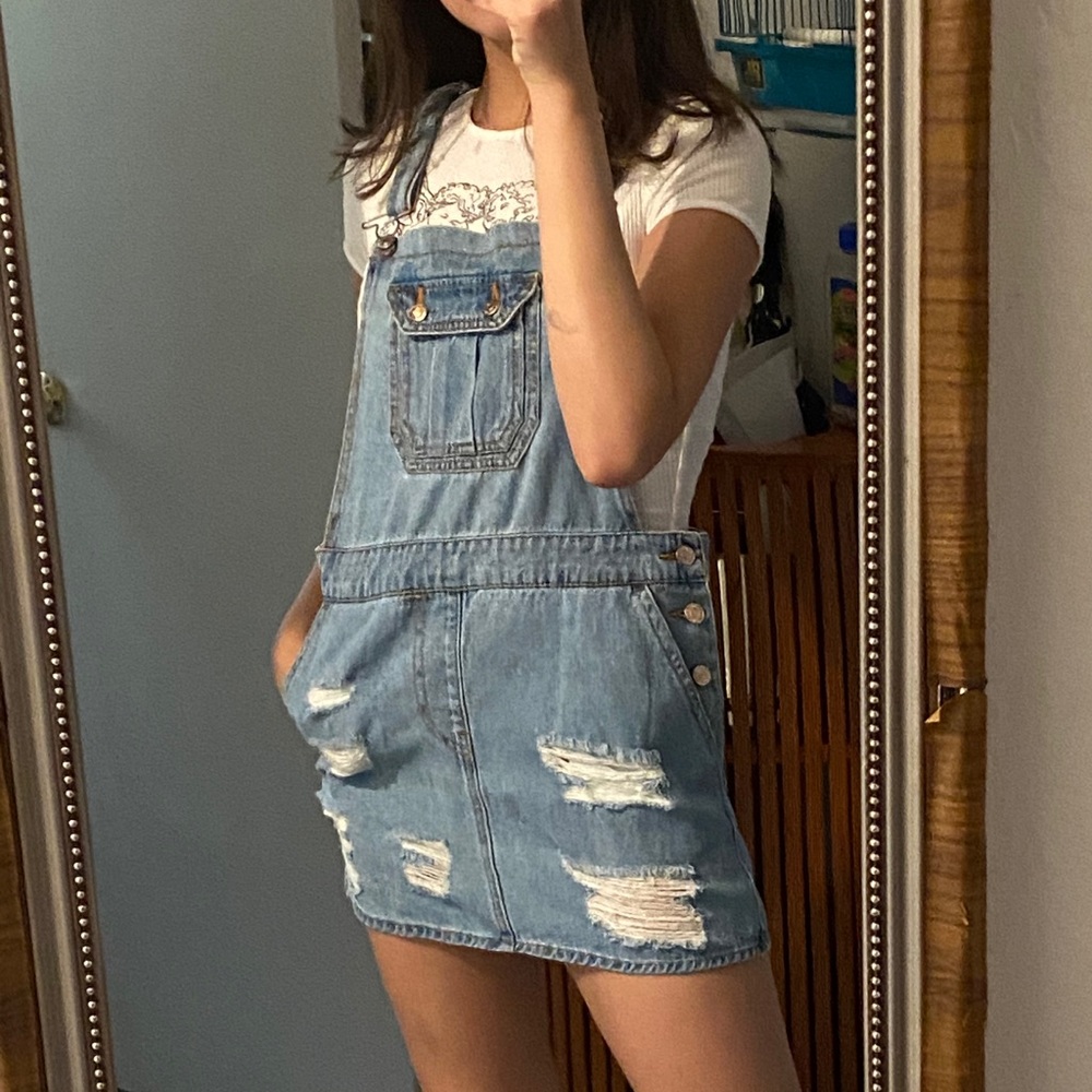 Denim skirt overall